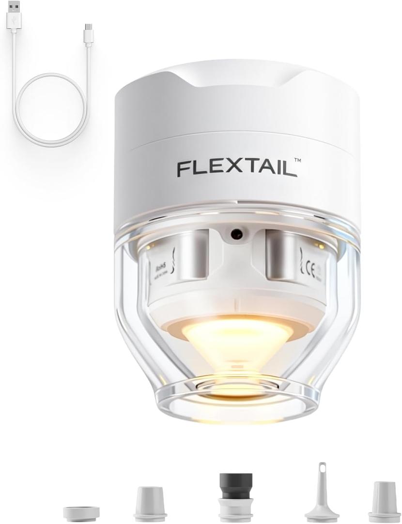 FLEXTAILGEAR Tiny Pump 3X Portable Air Pump for Inflatables, Advanced Low Noise Design, Air Mattress Pump with 5-Mode Light, Electric Air Pump for Camping Gear Pool Floats Sleeping Pads