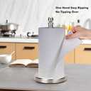 Paper Towel Holder Countertop, Standing Paper Towel Roll Holder for Kitchen Bathroom, with Weighted Base for One-Handed Operation (Brushed Nickel)
