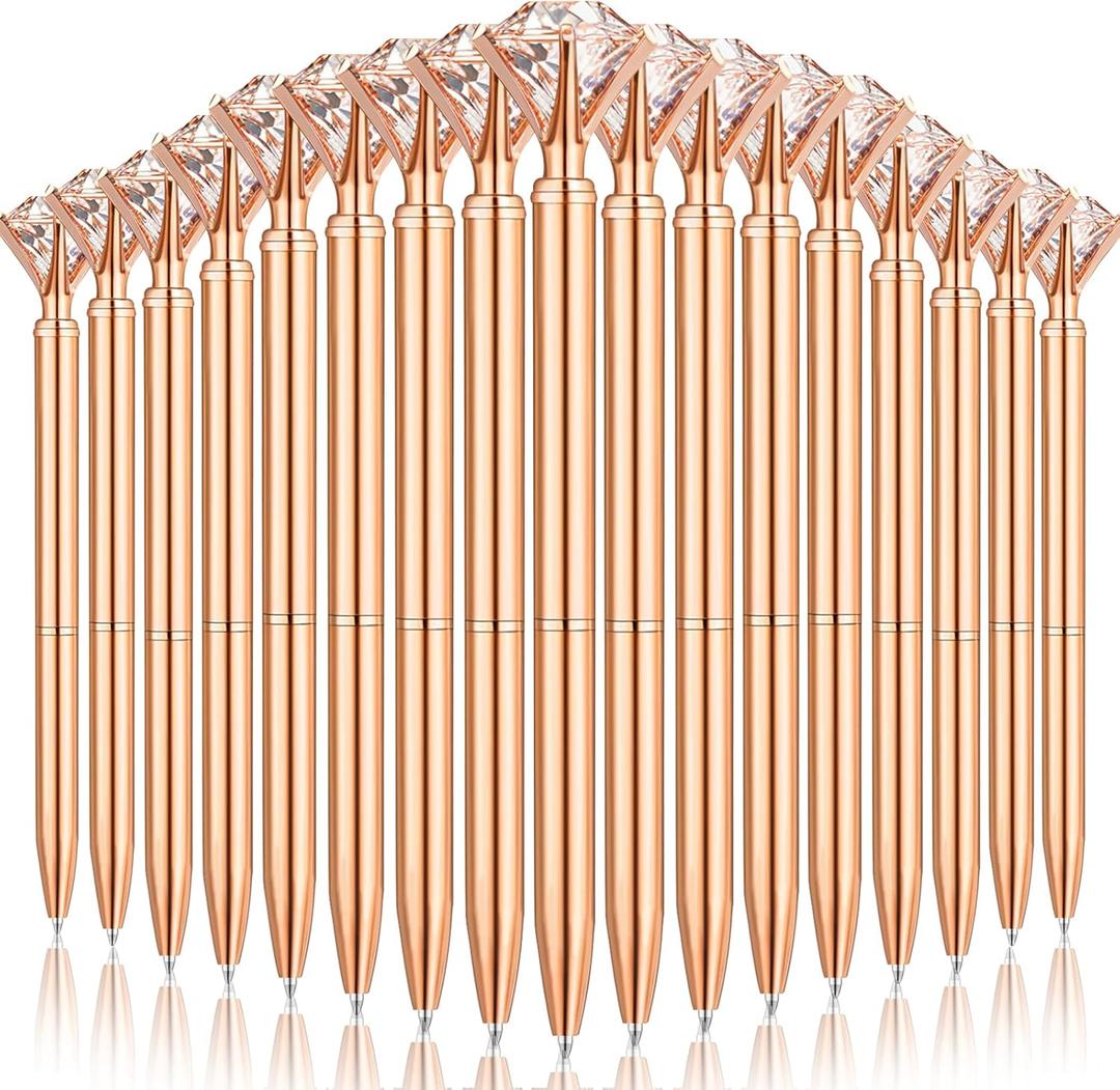 EVNEED 50 Pcs Bulk Diamond Pens with Crystal Bridal Shower Gifts Metal Bling Ballpoint Pens with Black Ink for Bridal Shower Wedding Party Office School