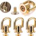 Qianyu 4 PCS D Rings for Purse Stud Screw Ball Studs Rivets Post Head Buttons 360 Degree Rotatable Craft Accessories Metal Bag Hardware Crossbody Conversion Kit for Leather Purse Straps Handbag DIY