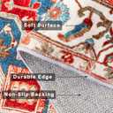 8x10 Washable Area Rug, Low-Profile Large Area Rug with Non-Slip Backing & Durable Edge Binding, Vintage Large Rugs for Living Room, Bedroom, Dinning Room, Red