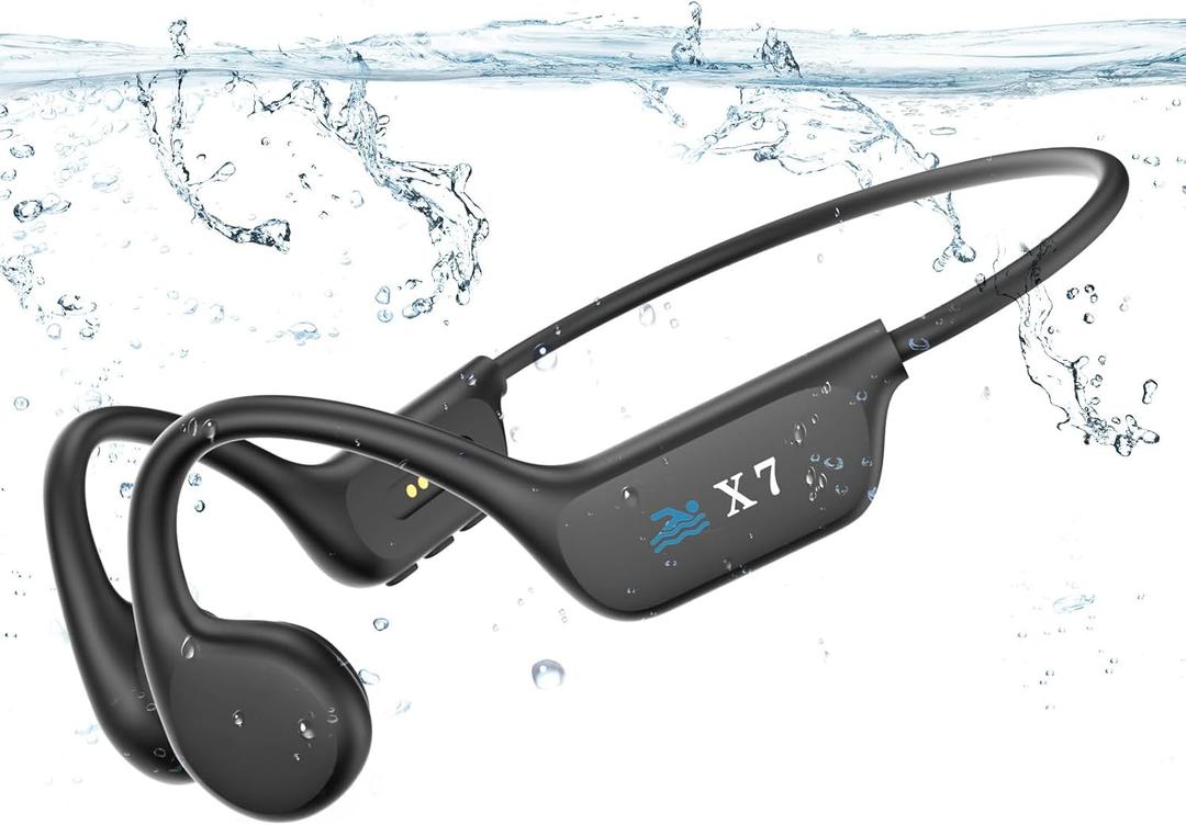 Swimming Headphones Underwater,Bone Conduction Headphones Bluetooth 5.4,IP68 Waterproof Wireless Earphones built-in MP3 player 32GB Memory,Sport Open Earphone for Swimming,Running,Cycling,Fitness