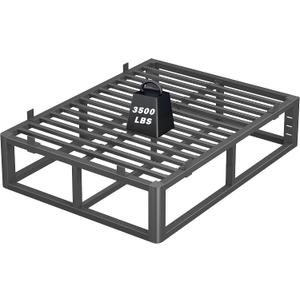18 Inch Metal Full Size Bed Frame with Rounded Corner, Steel Support