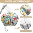 2 PCS Shower Cap Reusable Waterproof Double Layer Elastic Adjustable Hair Bath Caps Cute Aesthetic for Women Girls-Flowers