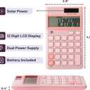 Mr. Pen - Standard Function Solar Calculator, 12 Digits, Light Pink, Pocket Size