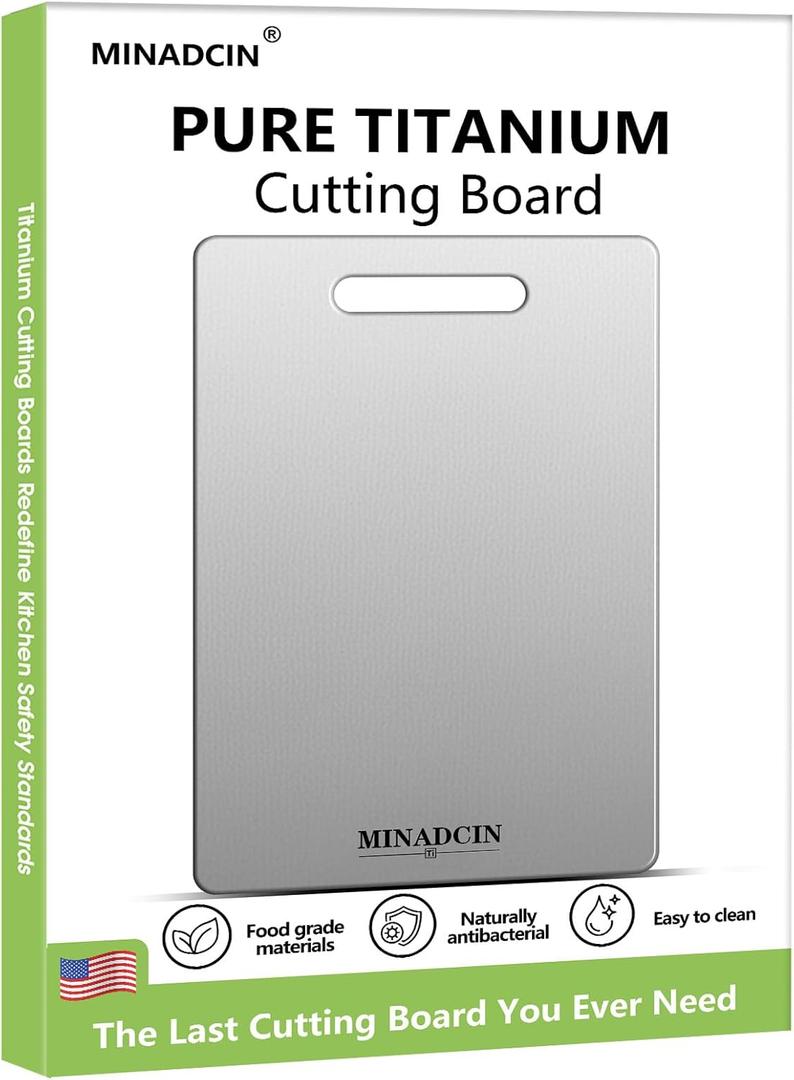 Titanium Cutting Boards For Kitchen, 100% Pure Cut Titanium Cutting Board, Food Grade Quality, Double-sided non-toxic, Easy To Clean, Dishwasher Safe And Will Not Absorb Odors(14L*10W)