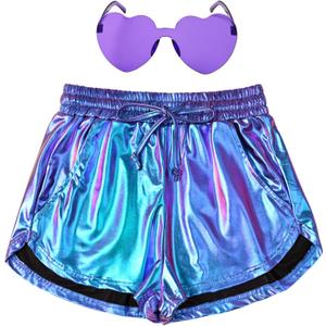 Perfashion Women's Metallic Shorts Summer Sparkly Hot Outfit Shiny Short Pants