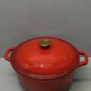 Mueller 6 Qt Enameled Cast Iron Dutch Oven, Heavy-Duty Casserole Dish and Braiser Pan with Lid and Stainless Knob, Safe for All Cooktops (6 Quart, Red)