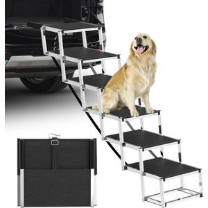 Dog Stairs for Large Dogs - 6 Step Foldable Dog Ramp for Car 43In Non-Slip Surface Support up to 230lbs - Suitable for SUV Truck Designed Specifically for Disabled Dogs