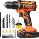 20v Drill Driver Set,Cordless Drill with Battery and Charger,LED Tools Kit,25+1 Torque Setting and 43pcs Drill Bits