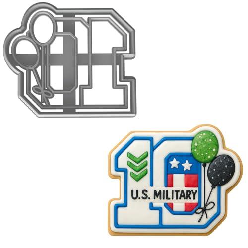 Mighty Gadget 10 Year Old Cookie Cutter with Balloons - 3.44x4" Number 10 Birthday Cookie Mold, Red