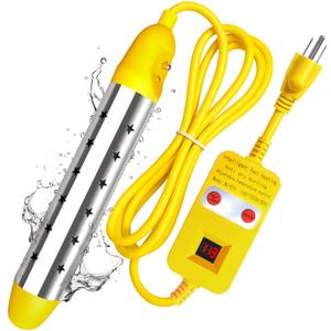 Portable Immersion Water Heater 1500W - Submersible Bucket Heater with Thermostat & LED Temp Display, Dry-Burn Protection, Fast Heating Water Heater for Bathtub Hot Tub Camping RV Home