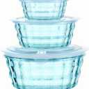 Taiuloo 3-Piece Salad Bowls with Lids, BPA Free Plastic Meal Prep Containers To Go for Lunch, Kitchen Food Storage & Serving Bowls for Salad, Snack, Fruit, Veggie, Blue