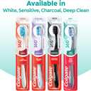 Colgate 360 Whole Mouth Toothbrush, Adult Toothbrushes Medium Bristles, Helps Remove Bad Breath Bacteria and Plaque, Medium Toothbrush Pack, Includes Cheek and Tongue Cleaner, 4 Pack