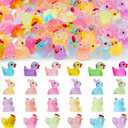 Lugailly Mini Resin Animals Figures to Hide 72 PCS Luminous Tiny Miniature Figurines Bulk Glow in The Dark Include Little Ducks Small Chicken Rabbits Frogs for Garden Micro Landscape Aquarium Potted
