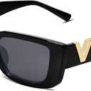 Allarallvr Rectangle Sunglasses for Women 90s Retro Trendy Y2K Classical Vintage Square Shades AR82037