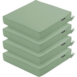 4 Pack Outdoor Chair Cushions 19 x 19 Inch Water Resistant Patio Chair Cushions with Tie 3 Year Color Fastness Thick Outdoor Seat Cushion for Garden Lawn Patio Furniture Sage Green