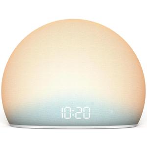 HOUSBAY Sunrise Alarm Clock, White Noise Sound Machine for Bedroom | Natural Wake-Up Light with Gentle Alarm Sounds, 20 Soothing Sleep Aids, Dimmable Display, Screen-Free Design - Blue