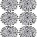 Sfcddtlg 6 Pcs Halloween Spider Web Placemats, 15" Heat Insulation Halloween Placemats Spider Web Table Mats, Hollow Out Spiderweb Coasters Placemat for Dining Table Party Decoration