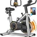 Exercise Bike, Adjustable Magnetic Resistance Stationary Bikes for Home with App Compatible, Quiet Indoor Cycling Bike with 350lbs Weight Capacity Comfortable Seat, Digital Monitor & Phone Mount