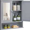VASAGLE Bathroom Cabinet with Mirror, Wall Cabinet with 2 Mirrored Doors, Adjustable Shelf, Open Compartment, Wall-Mounted, 5.1 x 22.2 x 23 Inches, Dove Gray ULHC002G02 (5.1"D x 22.2"W x 23"H)