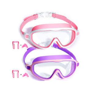 Seago Swim Goggles 2 Pack Anti-Fog Anti-UV Wide View Swimming Goggles for Kids 3-14