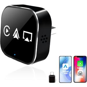 3 in 1 Mini Wireless CarPlay Adapter for iPhone,CarplayAndroid AutoAirplay(No Mirrorlink), iOS10+Android 11, Bluetooth 5.0,USB/Type-C,Plug & Play,5G-WiFi(Black)