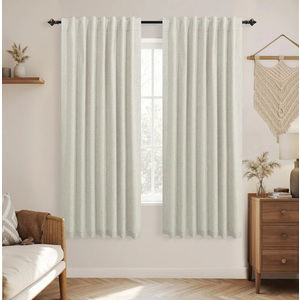 Greige Linen Black Out Curtains Drapes 42"x62" Inch for Bedroom 2 Panels Set,Natural Linen Color Room Darkening Blackout 63 Inch Length Living Room Curtains