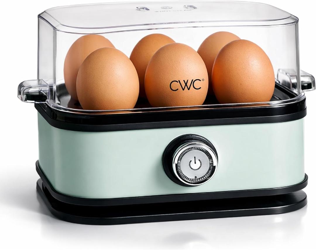 COOK WITH COLOR 6-Egg Capacity Egg Cooker  For Soft, Medium, Or Hard-Boiled Eggs, Rapid Cook Time, Auto Shut-Off & Boil-Dry Protection  Includes Tray, Measuring Cup & Lid  210W Egg Maker, Sage
