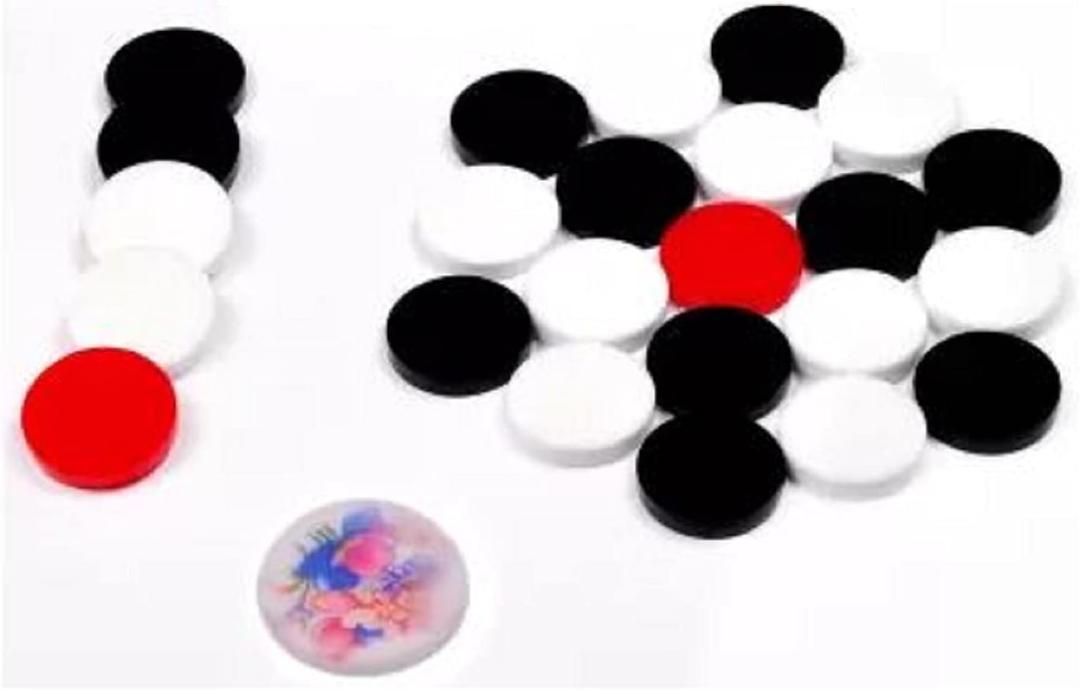 Professional Carrom Board Coins Set  24 Acrylic Coins (6mm) with 2 Strikers, Smooth Play for Competitive Carrom Games
