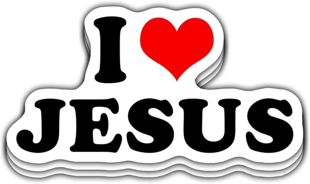 3 PCs I Love Jesus Heart Christian Vinyl Sticker 3 Inches (Fullcolor)