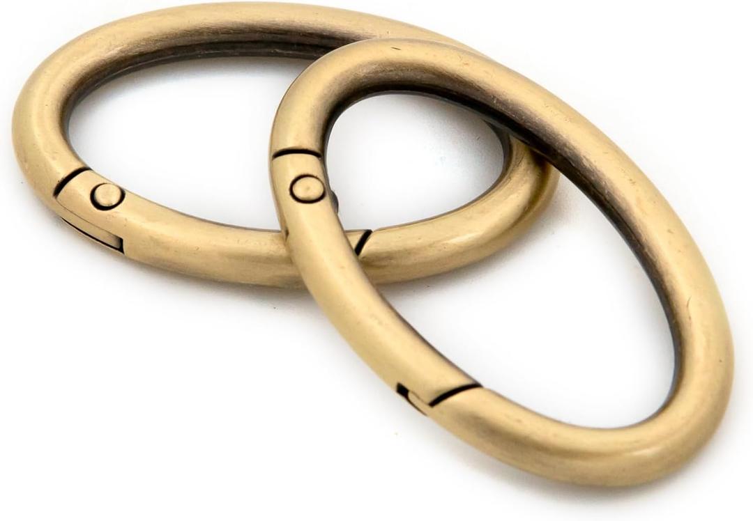 Spring Oval Rings Metal Oval Carabiner Snap Clip, 10 PCS Buckle for DIY Key Chains, Bags, Purses (1 1/2",Brushed Brass)