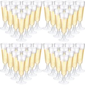 CHENGU 200 Pack Plastic Champagne Flutes, 5 oz Disposable Shatterproof Champagne Glasses Toasting Wine Glasses Cocktail Cups for Wedding, Parties, New Year's Eve for Celebration(Clear)