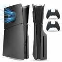 PEYANZ Faceplate Cover Compatible with PlayStation 5 Slim (Disc Edition) - Protective ABS Shell, Scratch-Resistant Matte Surface, Easy Installation, Includes 2 Silicone Covers (Black+)