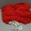 10x10ft Red Tulle Backdrop Curtain with Lights String for Parties, Sheer Photo Backdrop Curtains for Valentines Wedding Baby Shower Birthday Party Photo Shoot Decorations (10ft x 10ft (2 Panels 5*10ft))