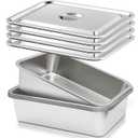 4 Packs Stainless Steel Commercial Bus Tub With Lid 12L Heavy Duty Utility Tote Box for Dishwashing, Meat Prep, and Kitchen Storage  Large Capacity Restaurant Bus Box (With Lid)