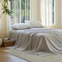 DOZ Sheet Set, 100% Viscose derived from Bamboo, Organically Grown, Buttery Soft, Cooling Sheets, High GSM, Deep Pockets - 4 Piece - 2 Pillowcases 1 Fitted Sheet 1 Top Sheet (Stripe, Full)