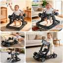 Baby Walker, Baby Walker with Wheels, 3 Adjustable Heights Reinforced Frame 4 Modes Push Walker & Jumper, Music Lights Anti-Rollover Speed Height Adjustment Toddler Activity Walker for 6-18 Months Old