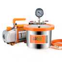 BACOENG 1 1/2 Gallon 3.6 CFM Tempered Glass Lid Vacuum Chamber with Pump, Stainless Steel Degassing Chamber Kit for Resin, Silicone, Epoxies, Stabilizing Wood and Making Fish Baits