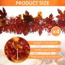 100 Feet Fall Maple Leaves Garland Orange Tinsel Leaf Thanksgiving Decoration for Tree Autumn Harvest Mantle Decor Party Garland Supply (100 FT)