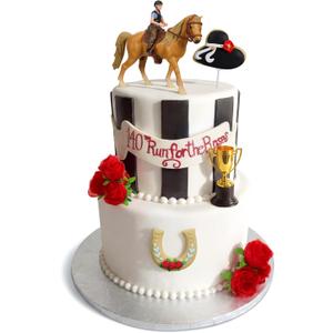 Yalikop 16 Pcs Derby Day Cake Toppers Racing Horse Cupcake Toppers Roses Horse Picks Cake Decoration for Equestrian Derby Birthday Party Supplies