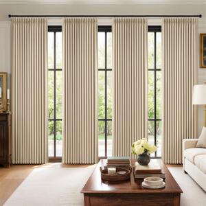 MIULEE Pinch Pleated 100% Blackout Curtains 108 Inch Long 4 Panel Set for Bedroom Thick Linen Memory Trained Pleat Living Room Darkening Back Tab Double Layer Thermal Insulated Drapes, Sand