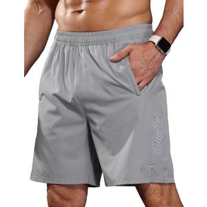 SUPIVO Men's Athletic Running Shorts Quick Dry 7" Lightweight Workout Shorts Training Sports Gym Hiking Basketball Gray XL (Gray, XL)