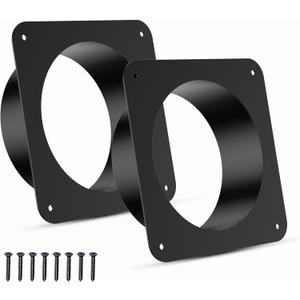 3 Inch Duct Connector Flange, Metal Dryer Vent Connector Fittings, Square to Round Straight Ducting Plate for Heating, Cooling and Ventilation Systems - 2 Packs, Black