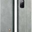 QLTYPRI Case for Samsung Galaxy S20 FE 5G, Vintage PU Leather Wallet Case Card Slot Kickstand Magnetic Closure Shockproof Flip Folio Cover for Samsung Galaxy S20 FE 5G - Grey