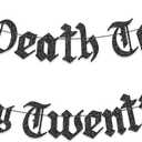 Breling Pre-strung Death to My 20s Birthday Decorations for Women Men Glitter 30th Birthday Party Banner Gothic Rip to My 20s 30s Black Twenties Garland Sign for 30th Birth Halloween Party Supplies
