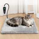 GOLOPET Cat Heating Pad 19x18 in with Smart Thermostat Switch and Power Line Protection Tube,Obtained MET and UL Dual Certification,Waterproof Pet Heating Pad for Cats, Long Velvet Cloth Cover