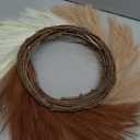 Perfnique Pampas Grass Wreath, 25'' Faux Pampas Wreath for Front Door, Artificial Pampas Wreath for All Seasons, Boho Wall Decor, Farmhouse Pampas Grass Garland, DIY Wreath Arrangement (Ivory&Taupe)