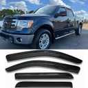 Side Car Window Visors Rain Guards Vent Deflectors Fit 09-14 Ford F150 Crew Cab,2010-2014 Ford F-150 SVT Raptor SuperCrew 94155 Sun Shade Window Vents 4-pc Set