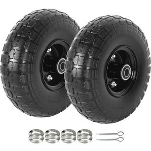 AR-PRO (2-Pack) 10-Inch Solid Tires Wheels, 4.10/3.50-4 Flat-Free Tire Replacement with 5/8" Bearings & 2.2" Offset Hub, Fits Hand Trucks, Wheelbarrows, Garden & Utility Carts